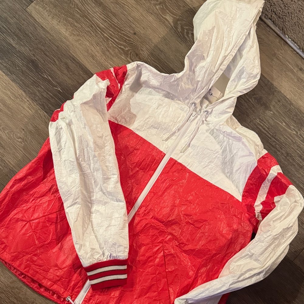 Celine Red and White Hooded Jacket